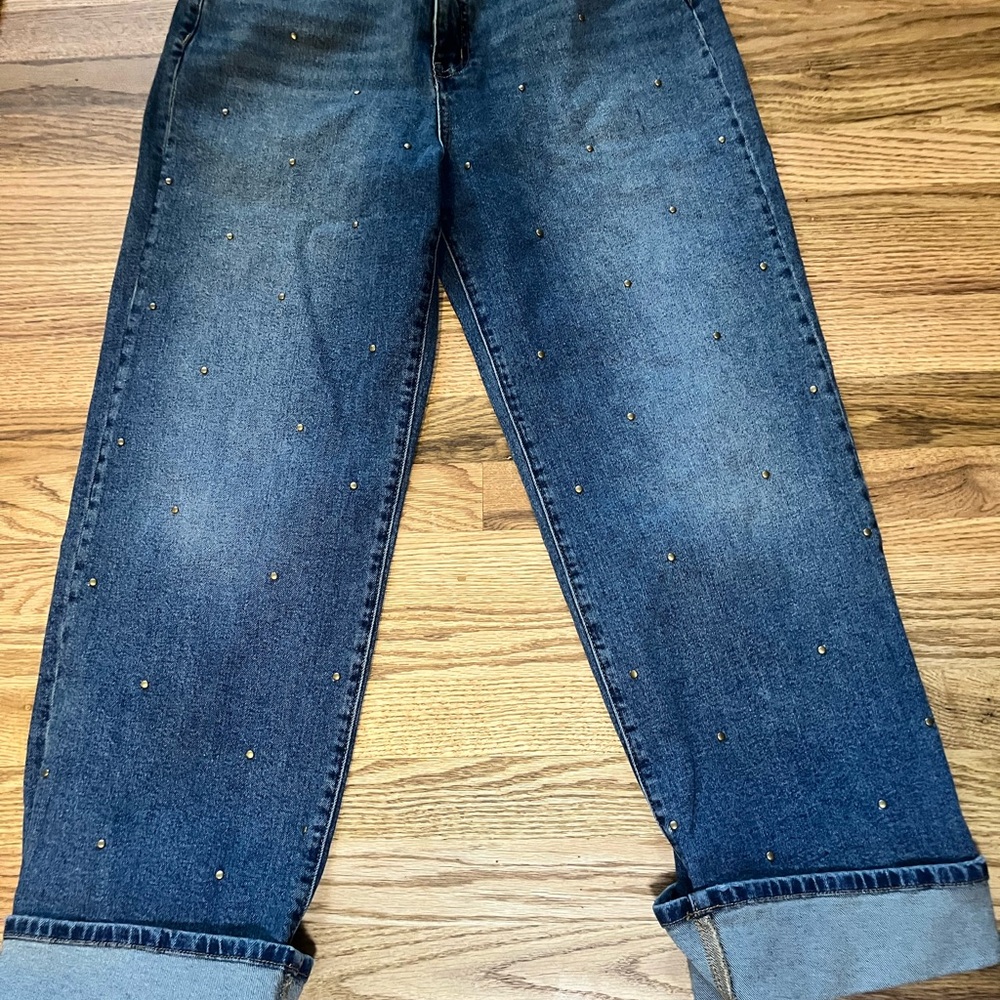 Jessica Simpson Blue Boyfriend Jeans with Gold Studs